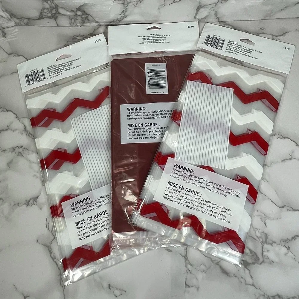 Lot of 3 Red White Chevron 18 Pk 5